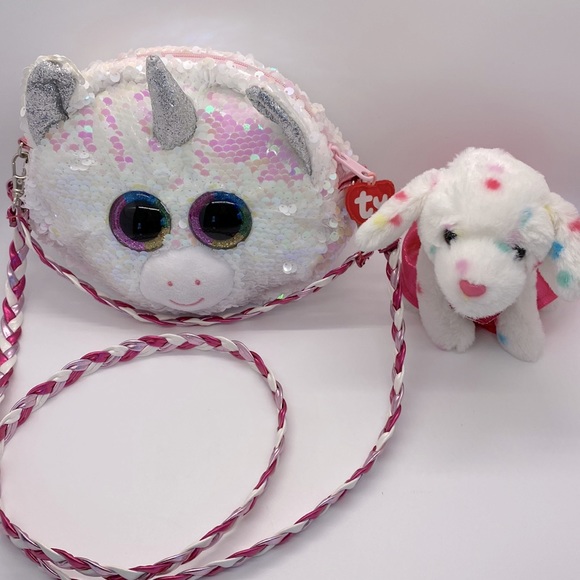 TY Beanie Babies Crossbody Reversible Sequin Unicorn Purse Hand Bag - Picture 3 of 8